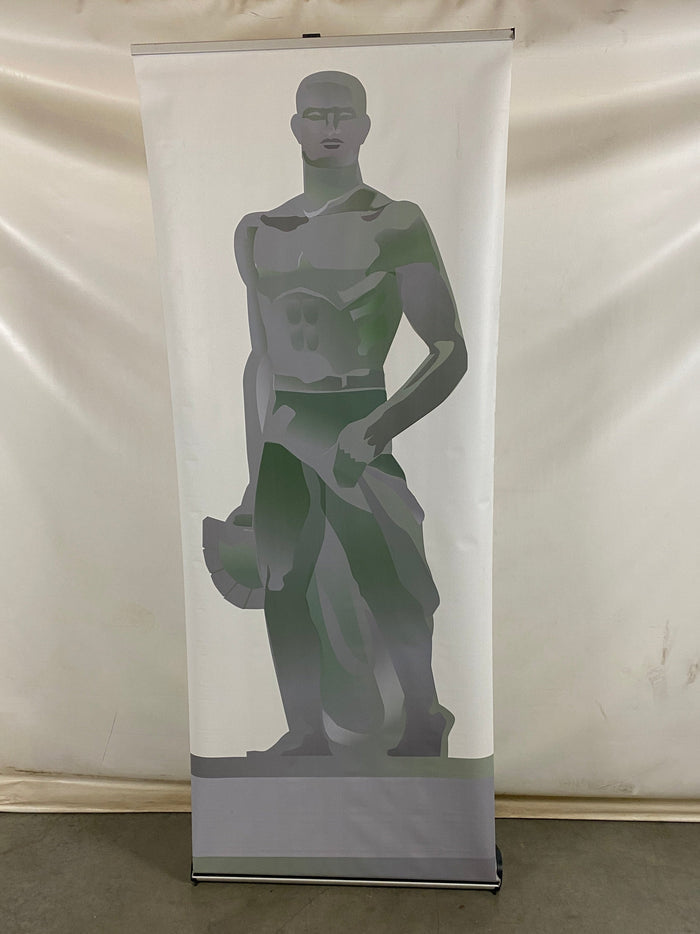 Minimalistic Spartan Statue Standing Banner w/ Case