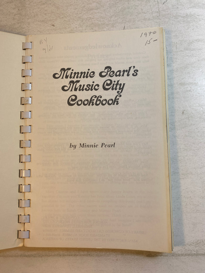 Minnie Pearl's Music City Cook Book 1970