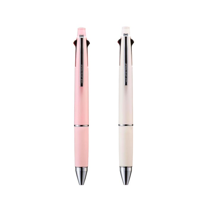 Mitsubishi Uni Jetstream 4&1 multi-function pen showing pink and ivory colour options with ballpoint pen and mechanical pencil.