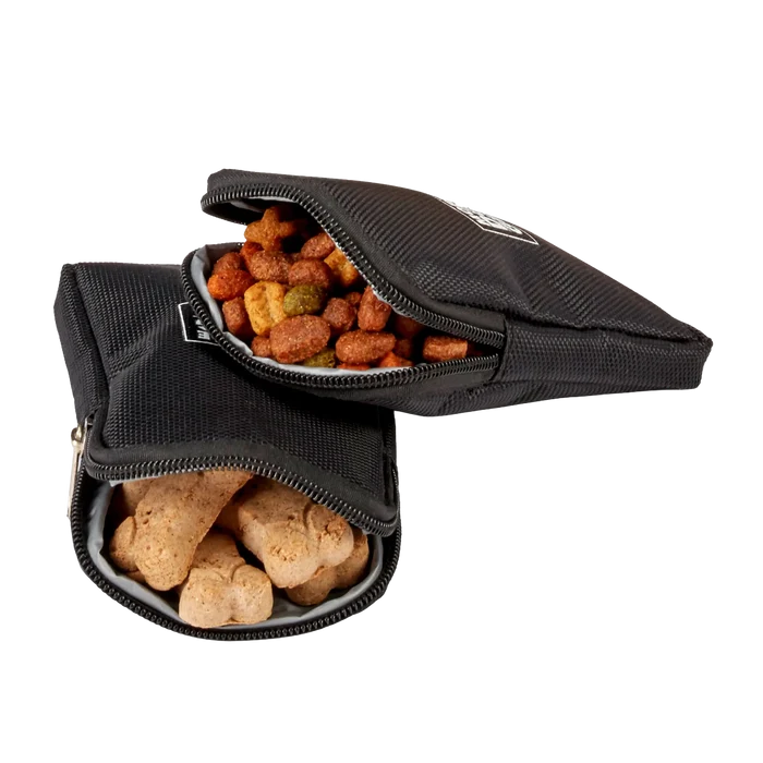 Mobile Dog Gear Pet Carrier Plus,"Two zippered treat pouches filled with kibble and dog biscuits"