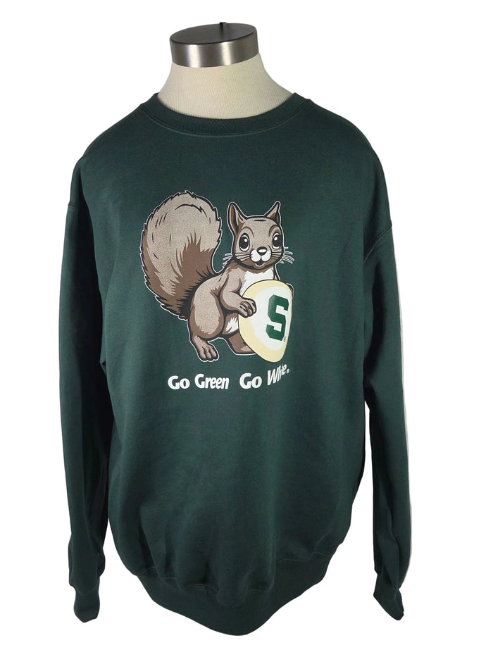 MSU Green Squirrel Cookie Crewneck Sweatshirt Unisex Size M