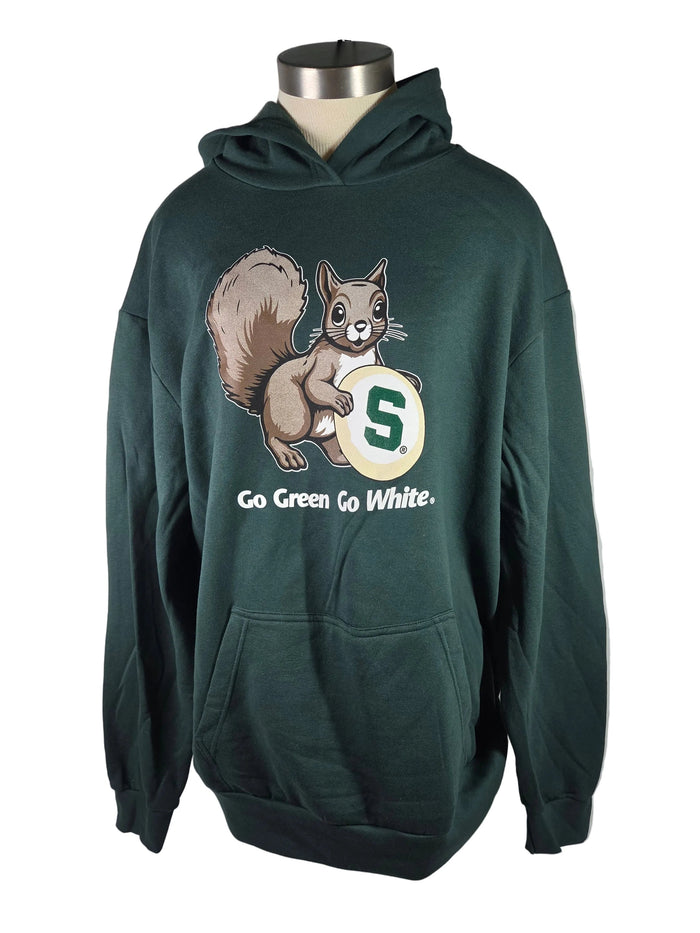 MSU Green Squirrel Cookie Hoodie Sweatshirt Unisex Size M
