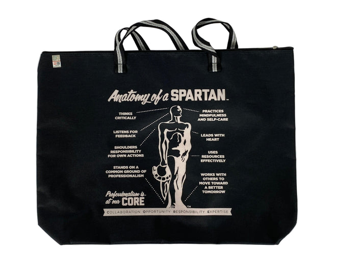 MSU Radiology Healing Gardens Anatomy of a Spartan Black Zippered Tote Bag
