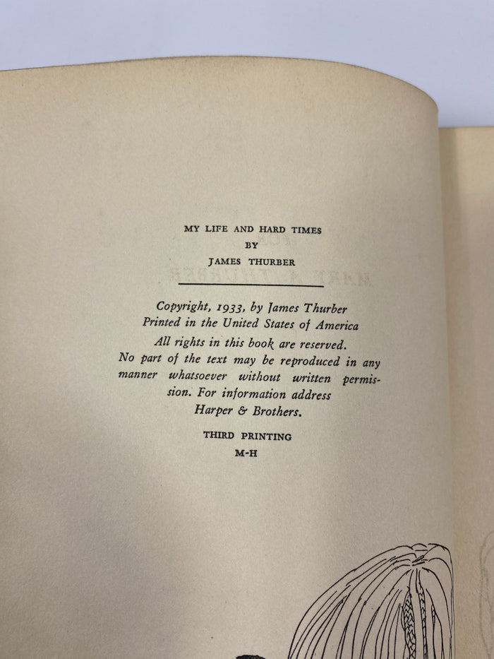 My Life and Hard Times by Thurber 1933 3rd Printing HC