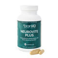 BrainMD NeuroVite Plus Multivitamin: supplement bottle with 3 capsules set against a transparent background