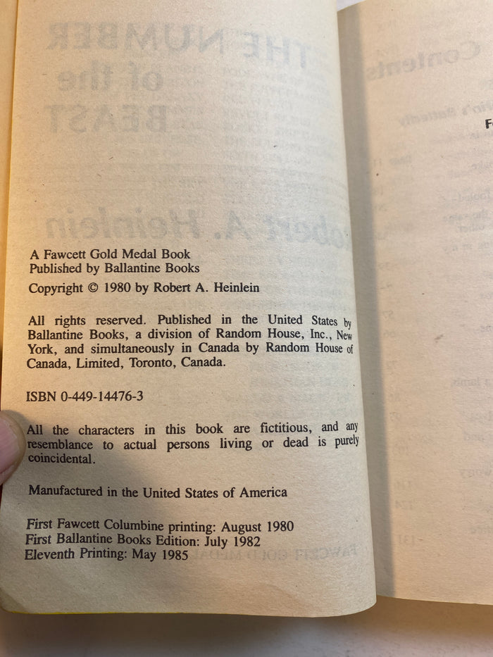 Number of the Beast Robert Heinlein sci-fi paperback 1985