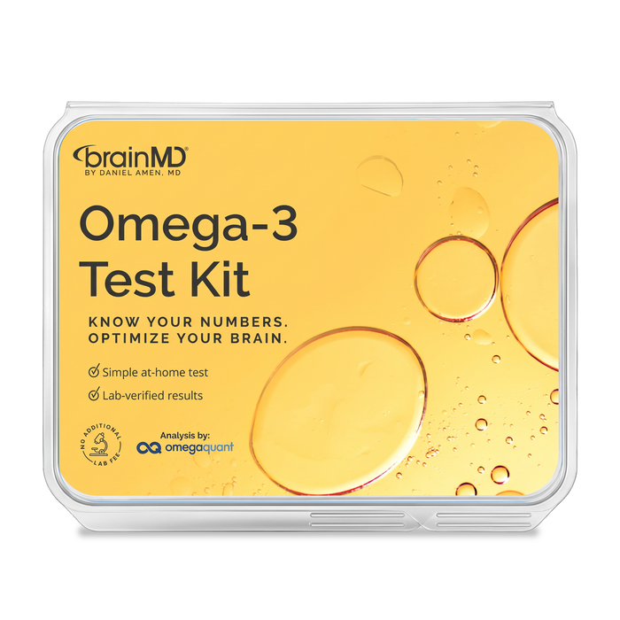 BrainMD Omega-3 Test Kit, an at-home Omega-3 Index finger-prick blood test with lab analysis by OmegaQuant