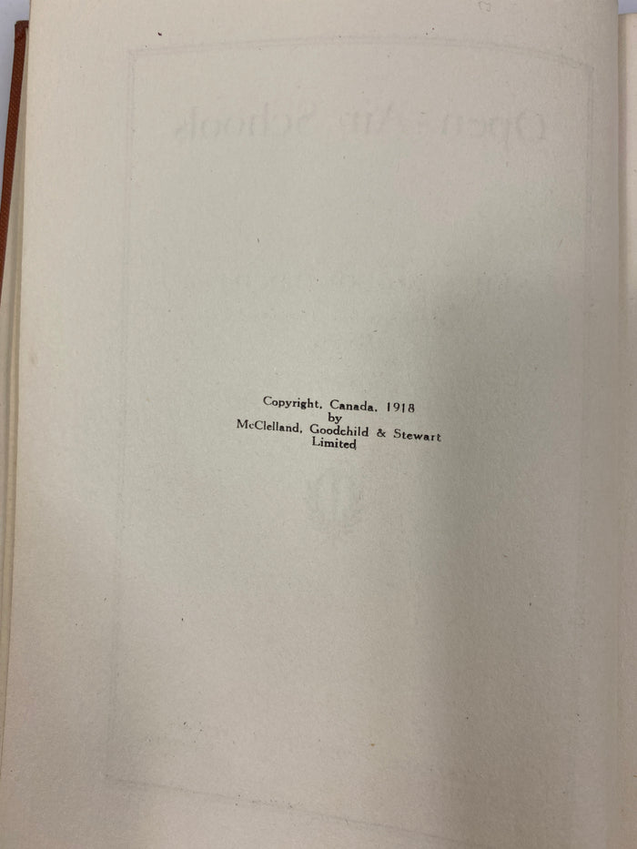 Open-Air Schools by Neil MacDonald Ex-library 1918 HC