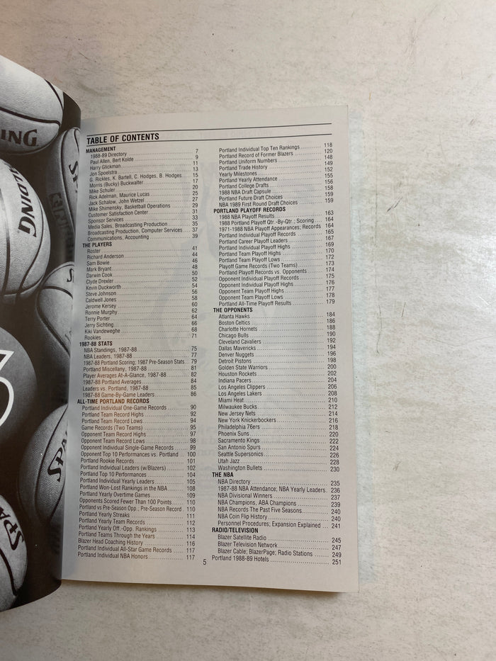 Portland Trailblazers NBA Media Guide 1988-1989