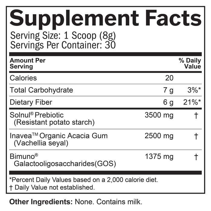 BrainMD PreBrainBiotics: infographic, supplement facts box