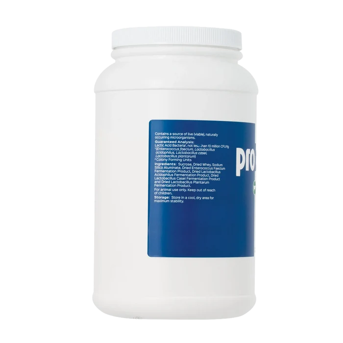 Probios® for Dogs, Horses, and Other Animals,"White plastic bottle with blue side label"