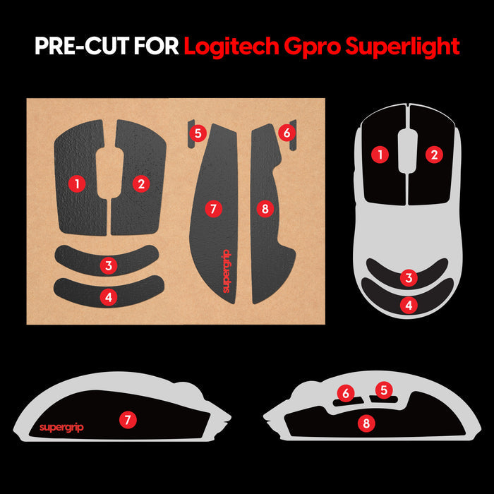 Pulsar Supergrip Grip Tape for Logitech G Pro X Superlight / Superlight 2 / X2 SUPERSTRIKE
