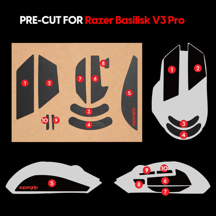 Pulsar Supergrip Grip Tape for Razer Basilisk V3 Pro