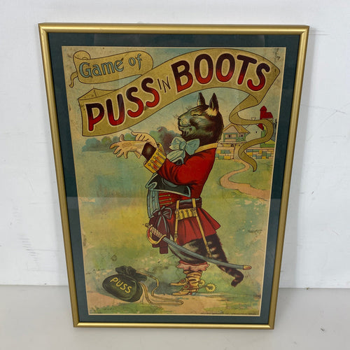 "Puss in Boots" Original Vintage Boardgame Lid in Nielsen Frame