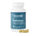 BrainMD Quercetin+: image of blue bottle and three yellow capsules at its base with transparent background