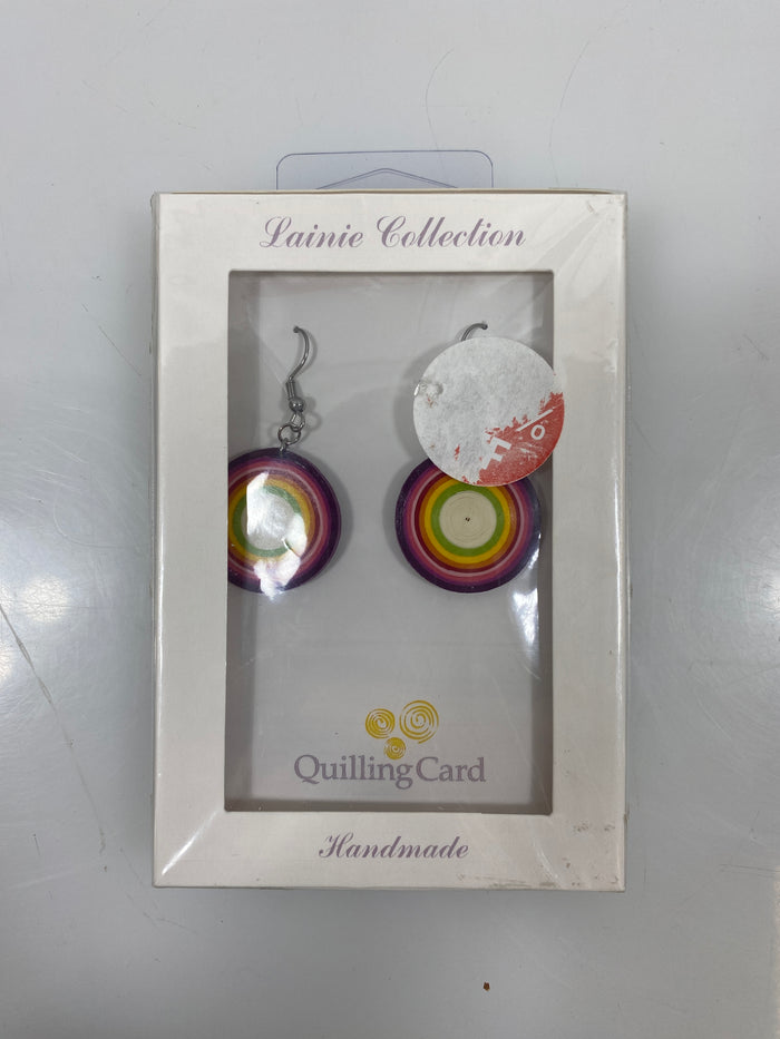 Quilling Card Lainie Collection Circular Rainbow Dangle Earrings