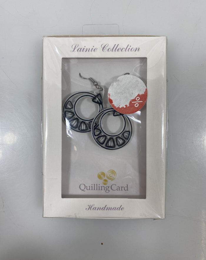 Quilling Card Lainie Collection Geometric Black and White Dangle Earrings