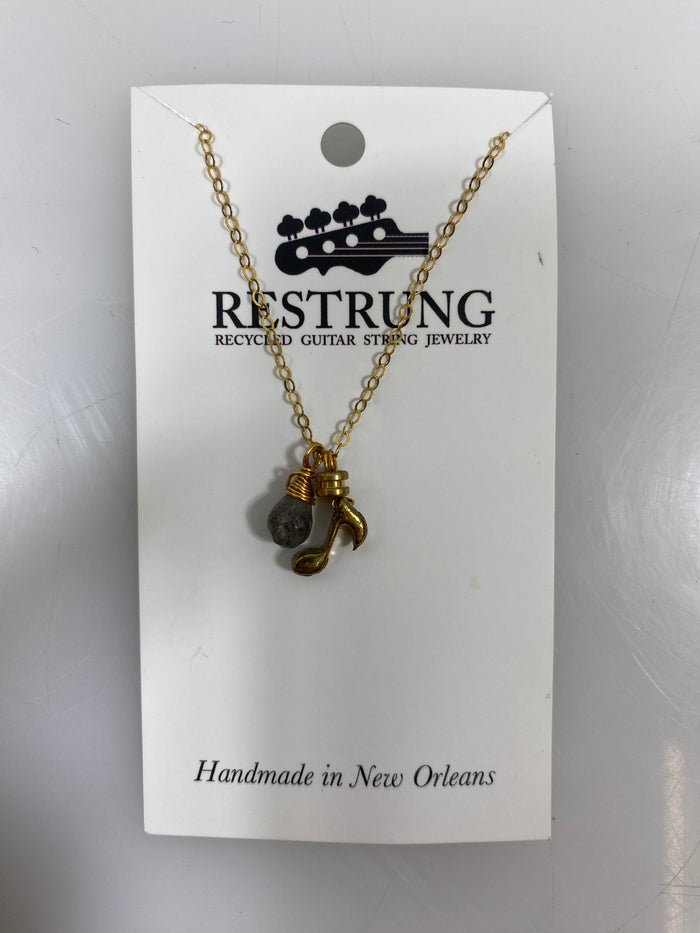 Restrung Gold Music Note Necklace