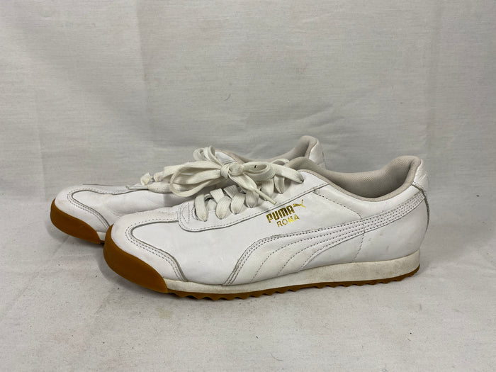 Puma Roma Classic White, Gold, Gum Leather Shoes Men's Size 10.5