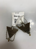 Rusted Gold Textured Triangle Dangle Chain Earrings