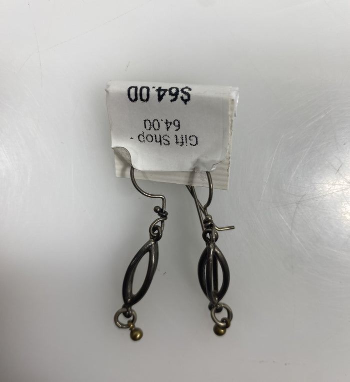 Rusted Silver Dangle Bead Charm Earrings