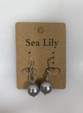 Sea Lily Silver Bead Dangle Earrings