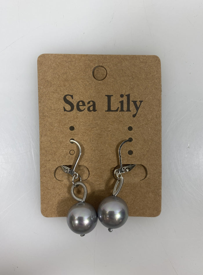Sea Lily Silver Bead Dangle Earrings