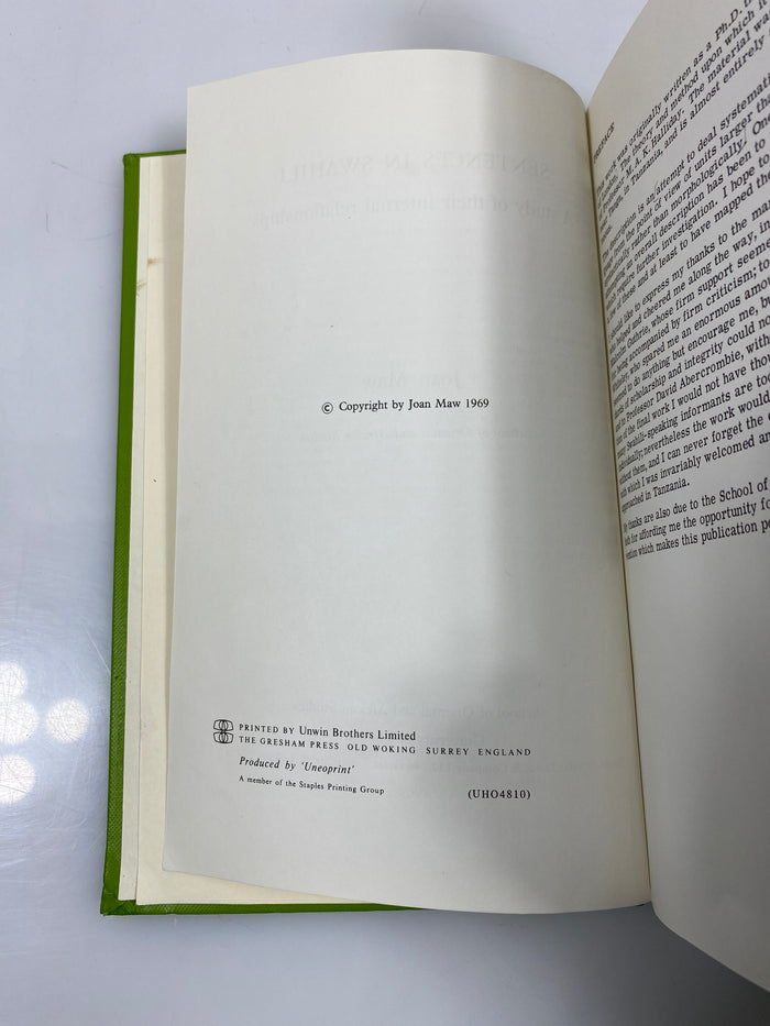 Sentences in Swahili by Joan Maw Ex-library 1969 HC