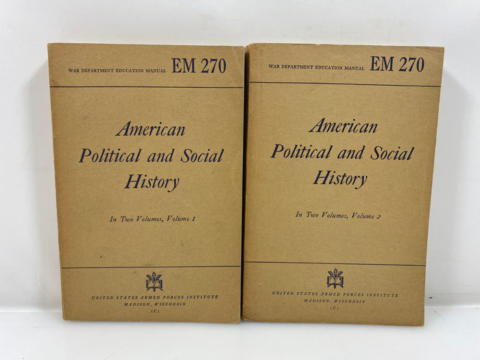 Set of 2: American Political and Social History Vol 1-2 War Department 1943 SC