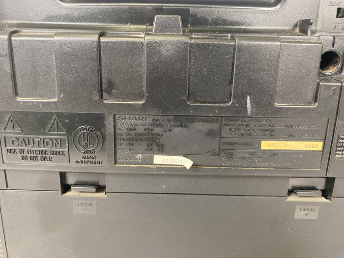 Sharp Vintage CD Dual Cassette Boombox WQ-CH600(GY)