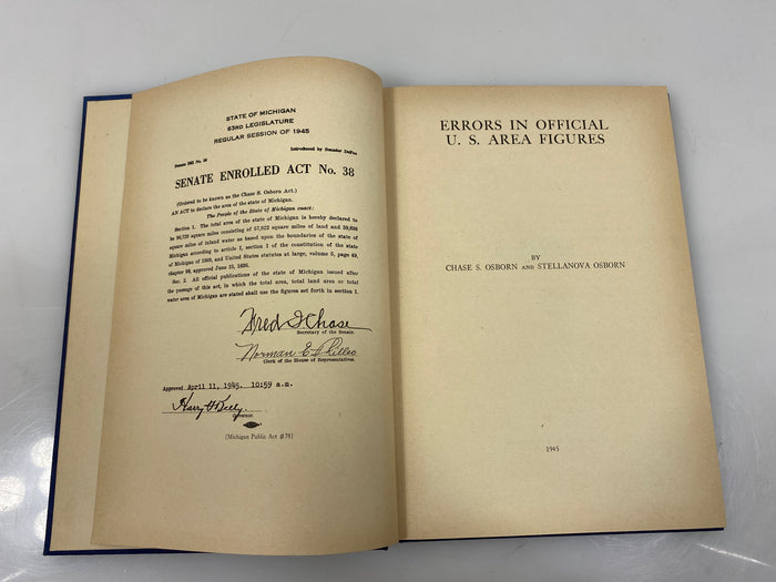 *Signed* Errors in Official US Area Figures by Osborn/Osborn 1945 HC