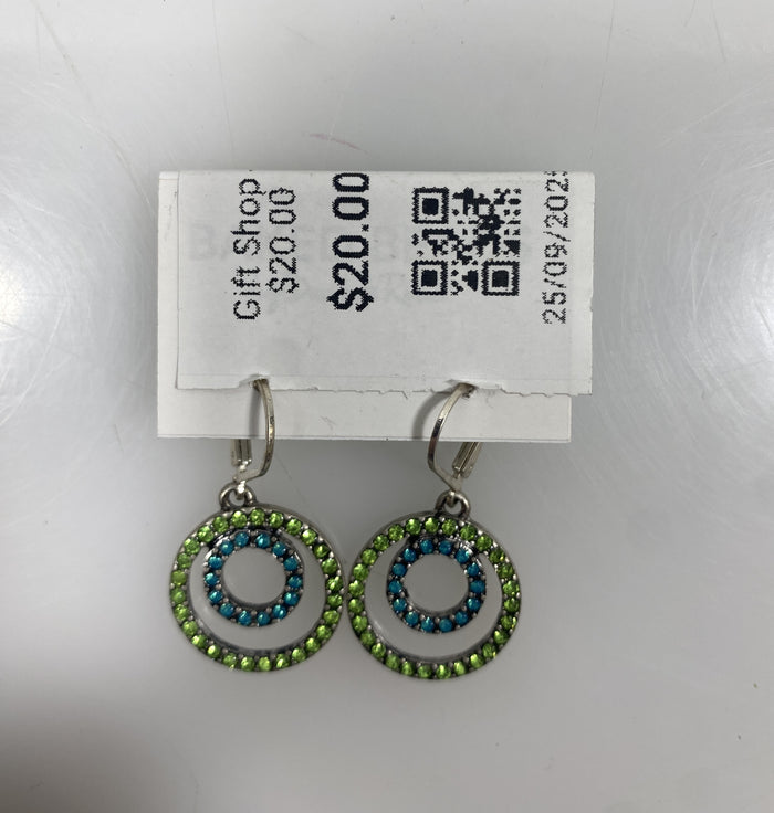 Silver Baked Beads Multicolor Crystal Spiral Earrings