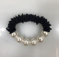 Silver Beaded Pearl Black Charm Bracelet
