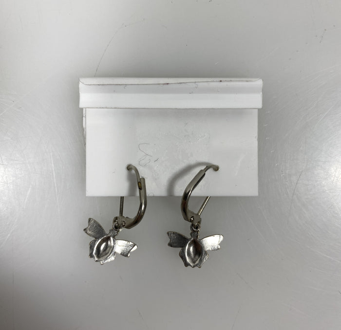 Silver Blue Crystal Bee Earrings
