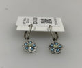 Silver Blue Crystal Flower Earrings