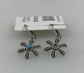 Silver Blue Crystal Granulated Flower Earrings