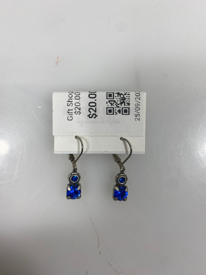 Silver Blue Gem Earrings