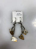 Silver Chain Dangle Mixed Metal Heart Charm Earrings
