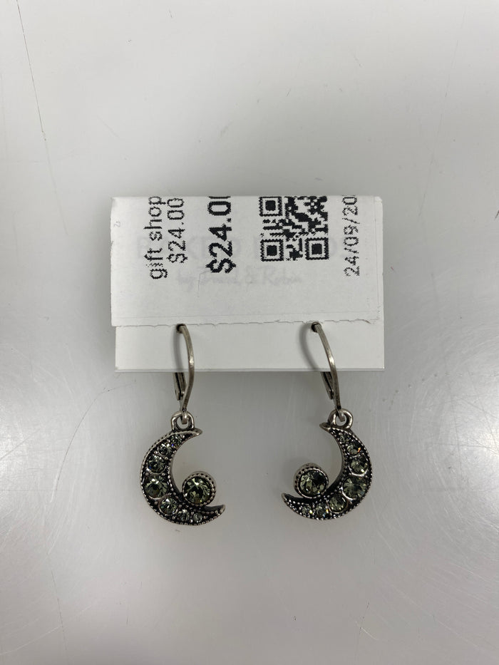 Silver Crystal Moon Earrings