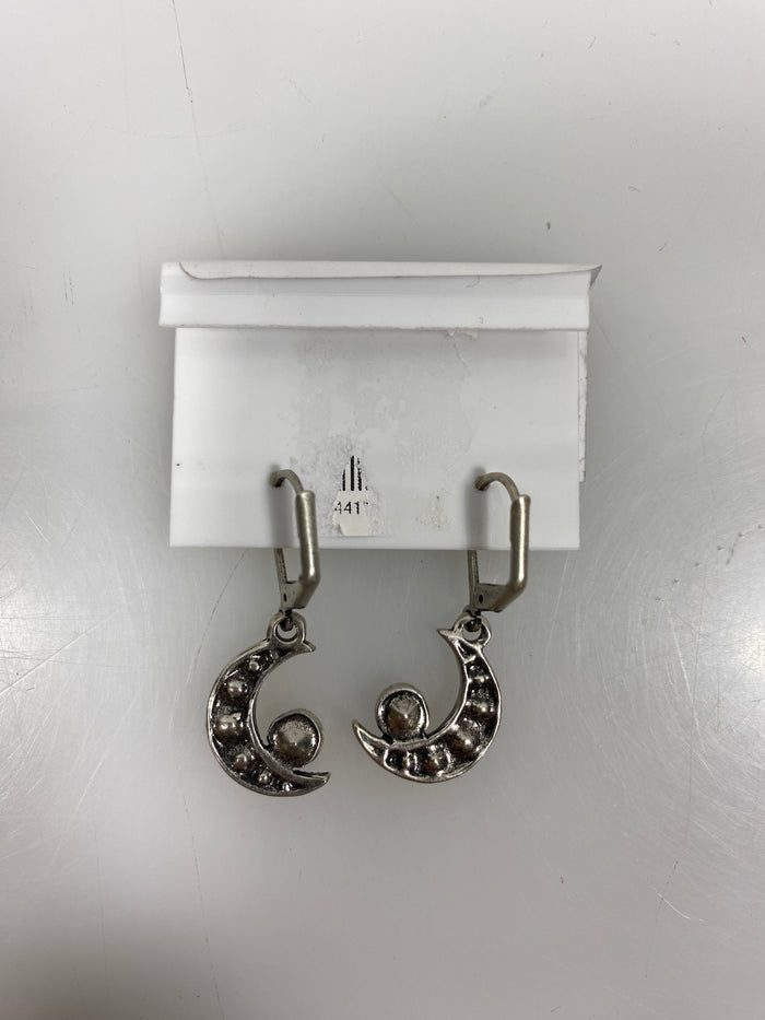 Silver Crystal Moon Earrings