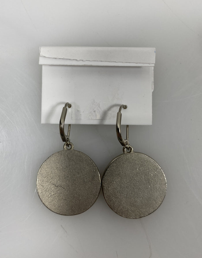 Silver Enamel Blue Bird In Flight Dangle Earrings