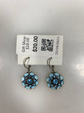 Silver Enamel Blue Crystal Earrings