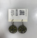 Silver Enamel Green Gem Tree Earrings