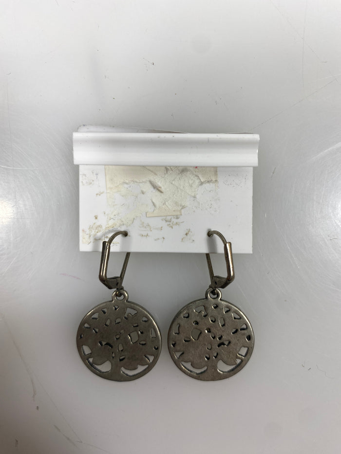 Silver Enamel Green Gem Tree Earrings