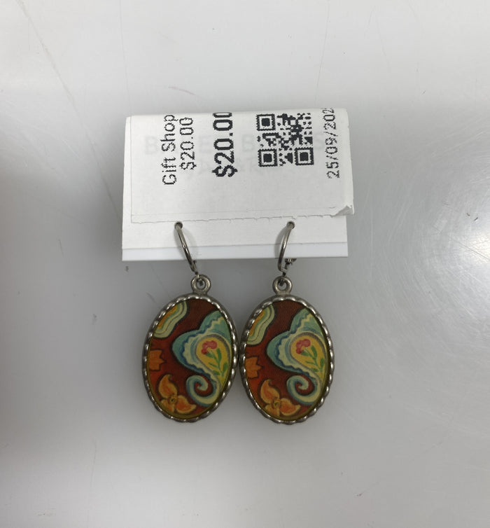 Silver Enamel Mosaic Earrings