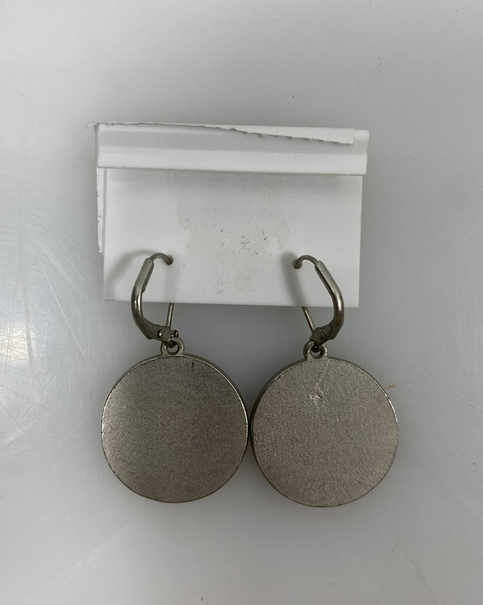 Silver Enamel Red Bird Dangle Earrings