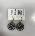 Silver Enamel Teal Gem Tree Earrings