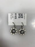 Silver Enamel White Crystal Earrings