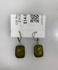 Silver Green Buddha Pendant Earrings