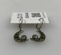 Silver Green Crystal Moon Earrings